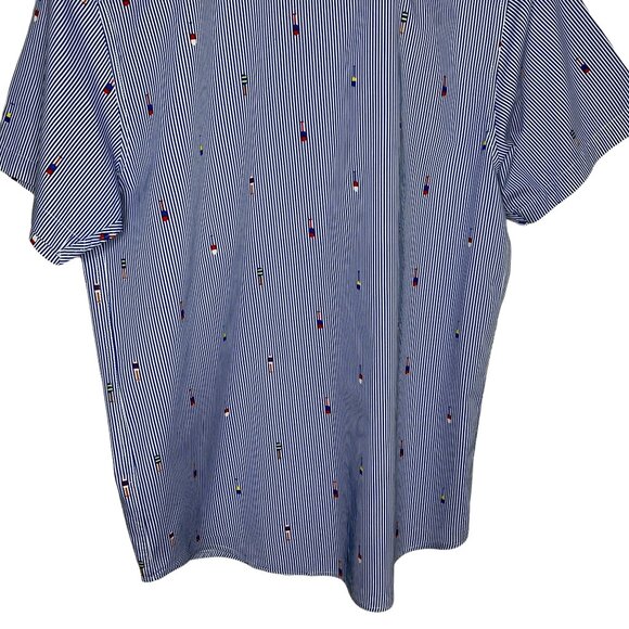 Brave Soul Top Mens XL Button Down Shirt Short Sleeve Blue Striped Work Casual - Picture 11 of 12